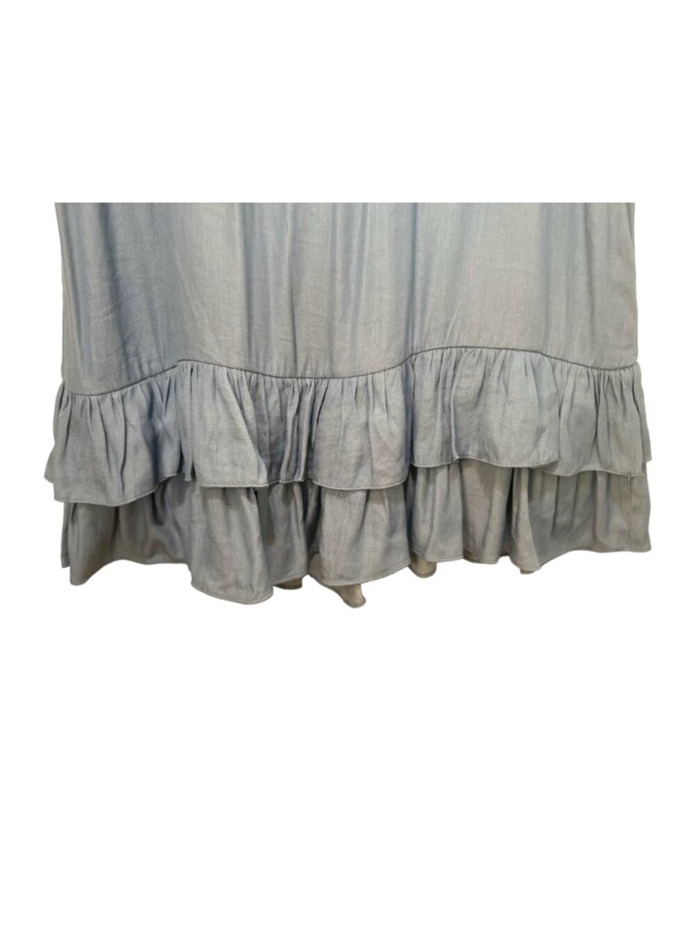 Mulla Fringe Ruffles Tunic Mini Dress Large Blue Tassel Scoopback Bohemian Resor - Picture 11 of 14